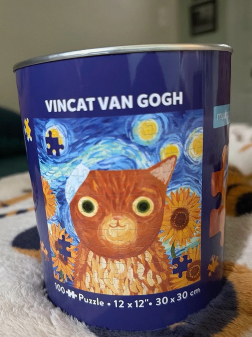 Vincat Van Gogh Purple Cat Puzzle Tin - Purple
